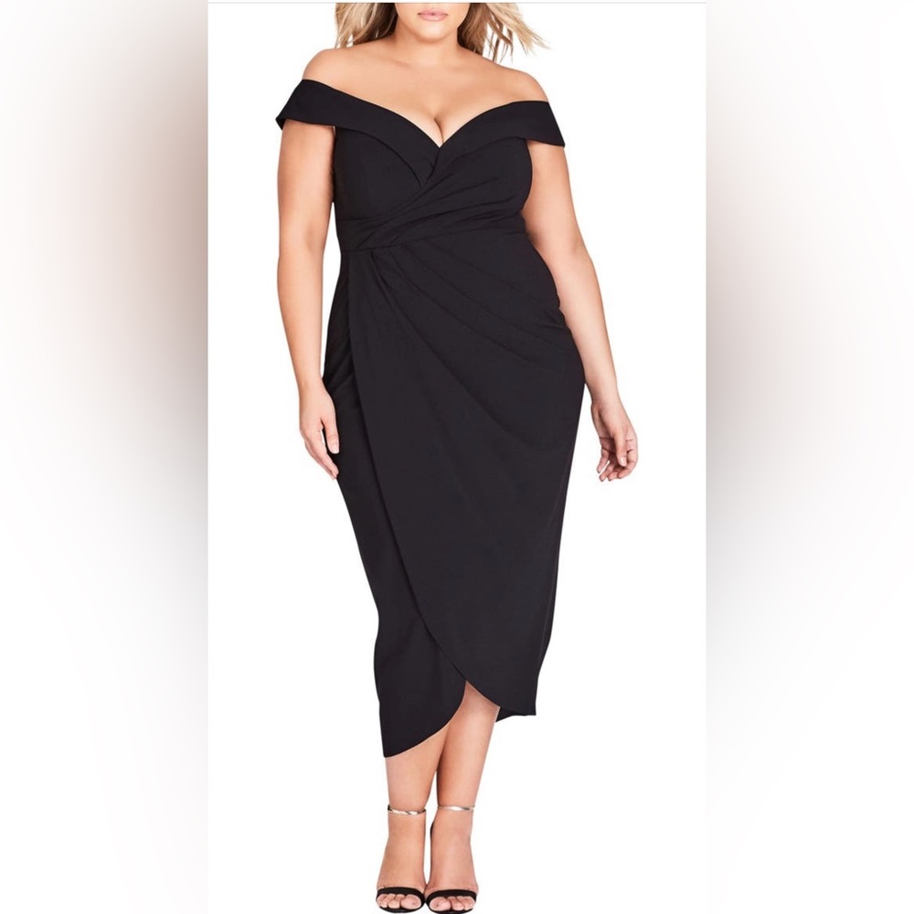 City Chic Plus Size Black Off the Shoulder Dress